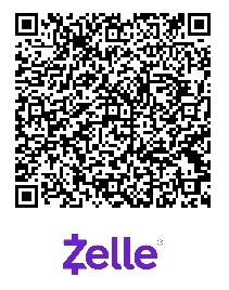 a qr code with purple text